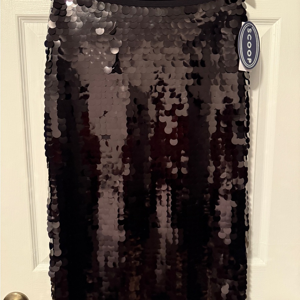 Scoop NYC Black Sequin Midi Skirt